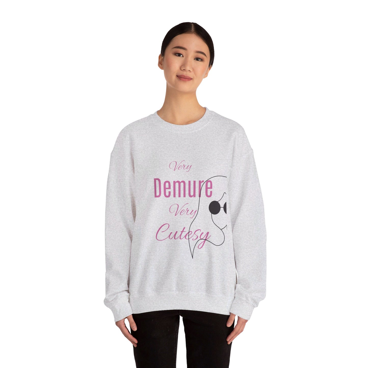 Female Trendy Crewneck Sweatshirt - Comfy Demure Sweater