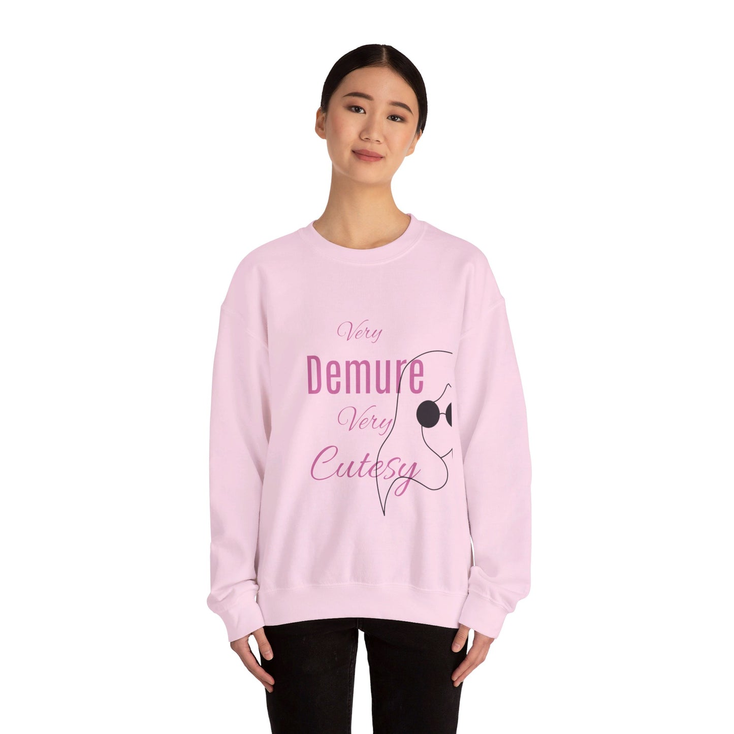 Female Trendy Crewneck Sweatshirt - Comfy Demure Sweater