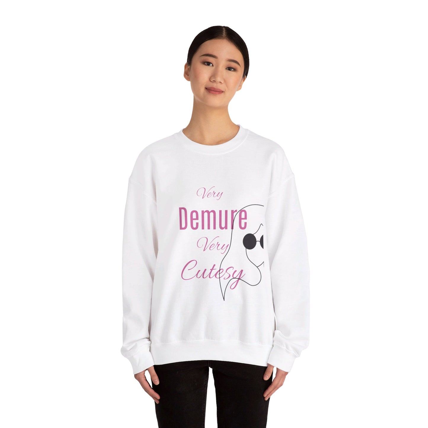 Female Trendy Crewneck Sweatshirt - Comfy Demure Sweater