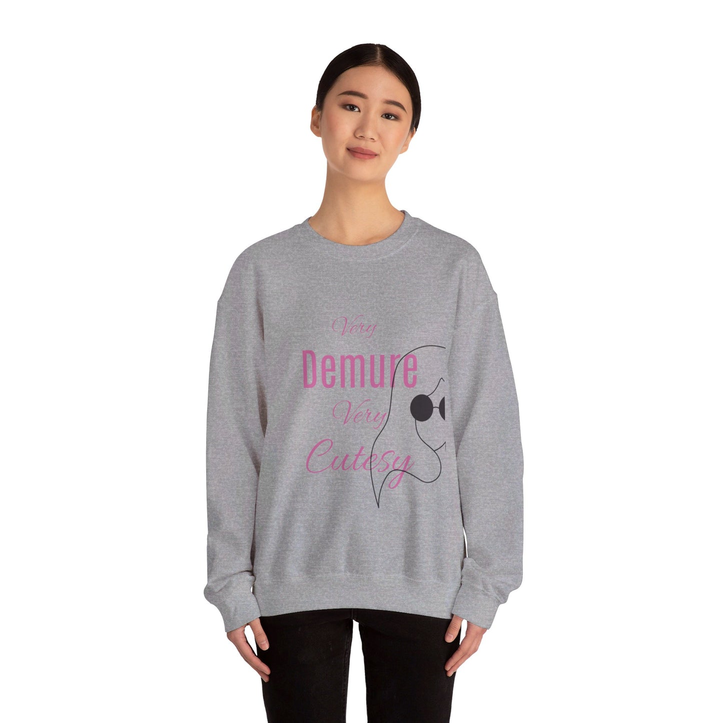 Female Trendy Crewneck Sweatshirt - Comfy Demure Sweater